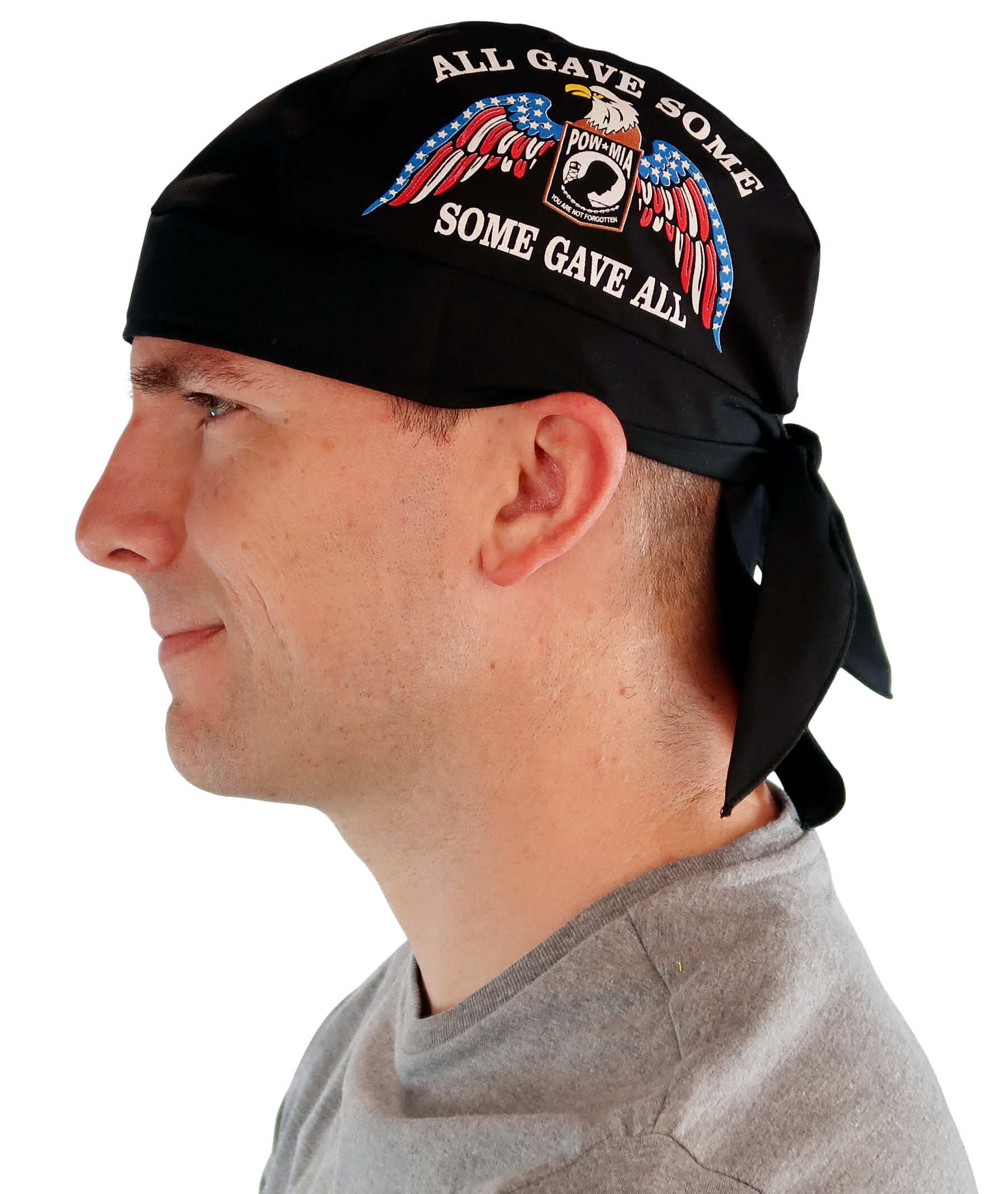 Breathable Cotton Skull Caps: Perfect for Any Activity - POW MIA Some Gave All with Eagle on Black Classic Skull Caps