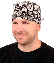Surgical Scrub Cap - Scattered Skeletons (Glow In The Dark) - Surgical Scrub Caps - Sparkling EARTH