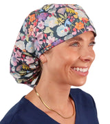 Big Hair Surgical Scrub Cap - Wonderful Watercolor Blooms