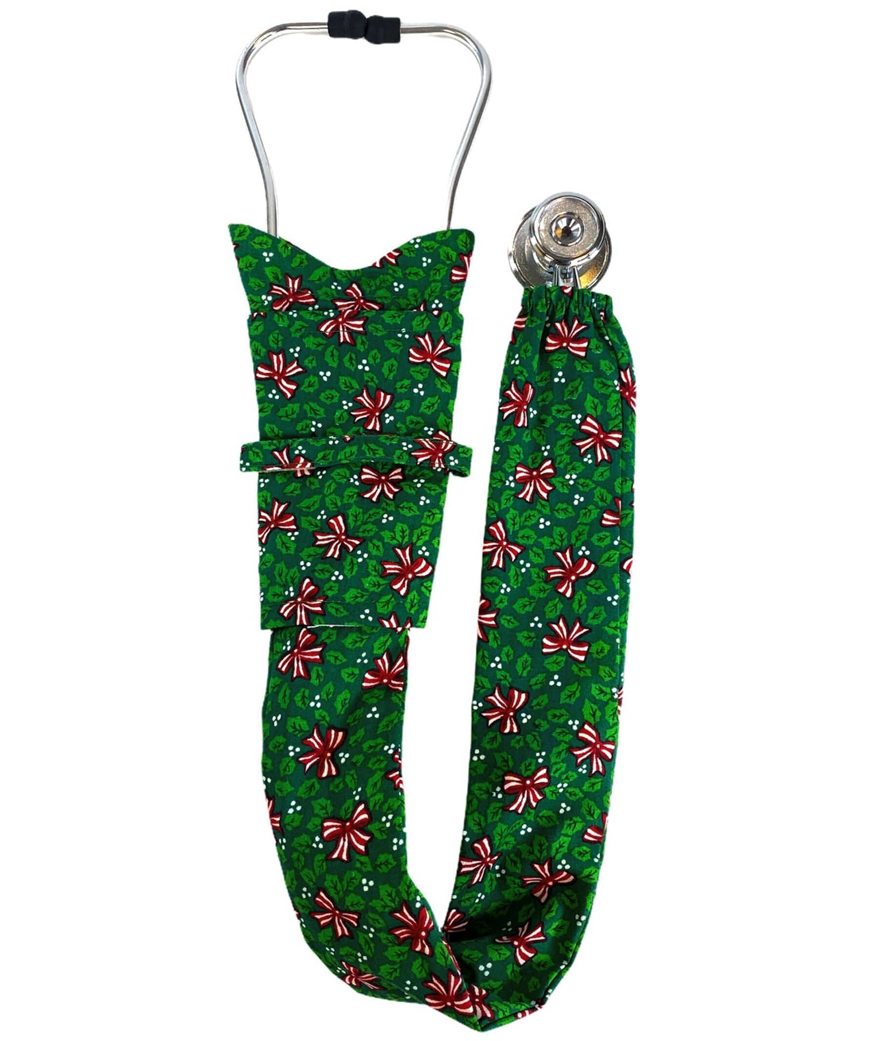 Stethoscope Cover - Christmas Bows on Green Main Image