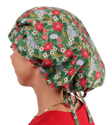 Banded Bouffant Surgical Scrub Cap - Poinsettia Party