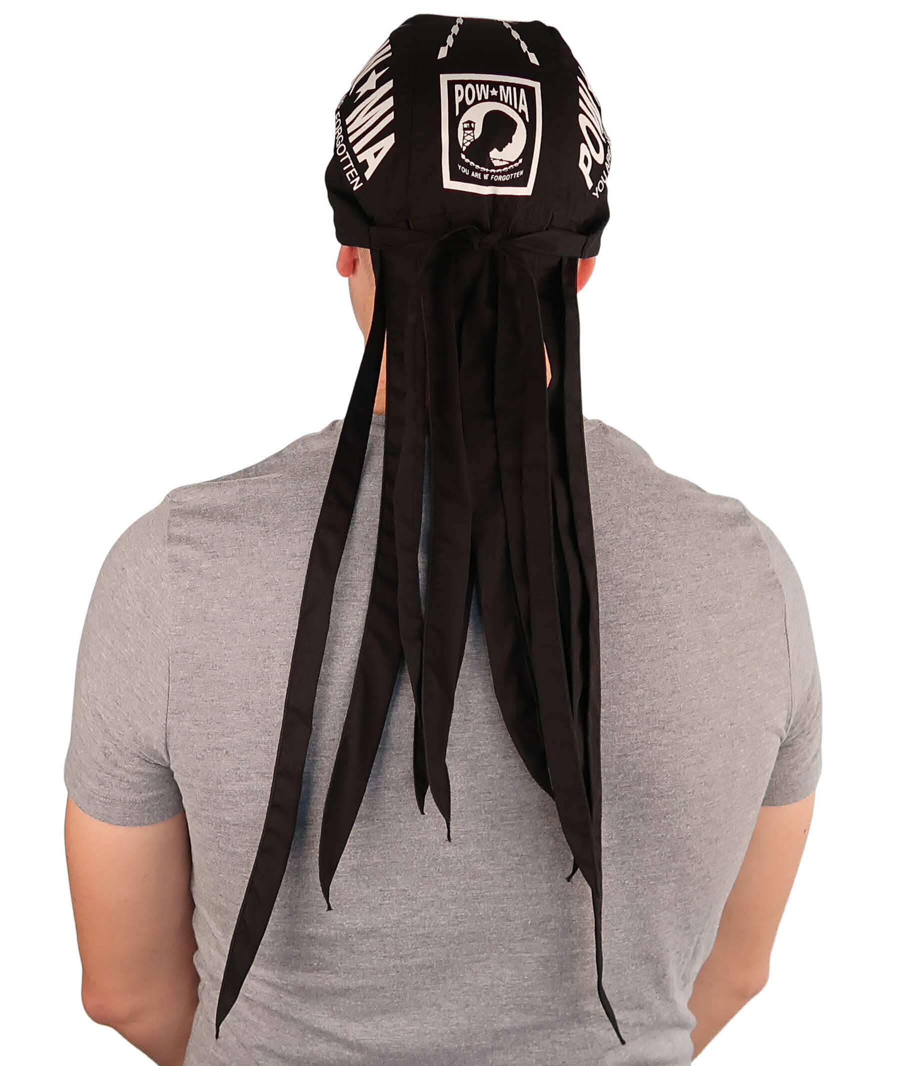 Nomad 10 Skull Cap - Rockstar Style for the Open Road - American Made - POW MIA and USA Flag on Black Nomad 10 Skull