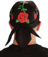 Classic Skull Cap - Red Roses on Black