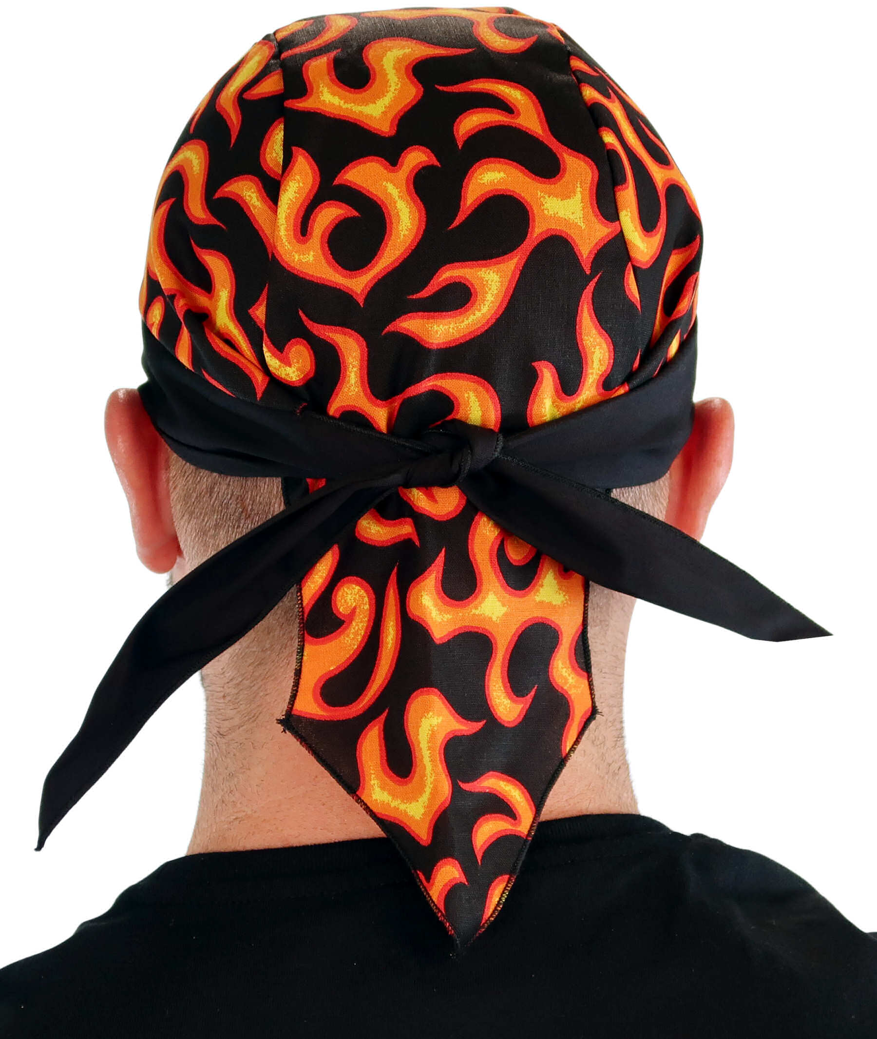 Breathable Cotton Skull Caps: Perfect for Any Activity - Liquid Orange Flames on Black Classic Skull Caps