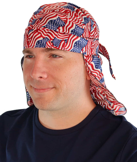 Desert Skull Cap: The Perfect Sun Protection for Outdoor Activities - Small US Flag Tossed - Desert Skull Caps - Sparkling EARTH