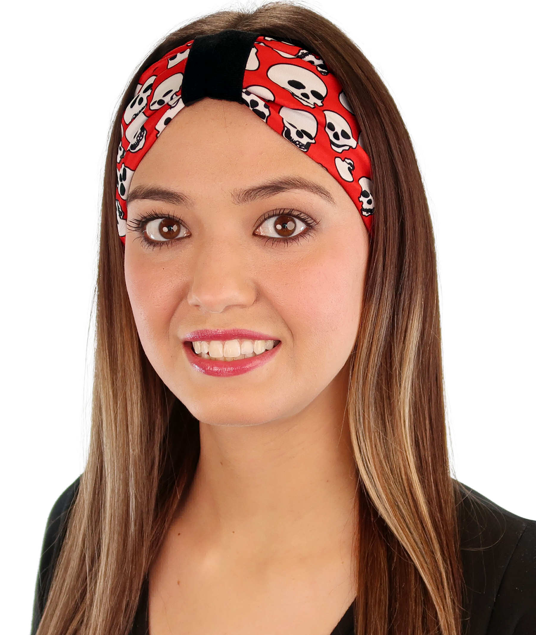 Reversible Stretch Headband – Stylish Comfortable &amp; USA-Made - White Skulls on Red Stretch Headbands