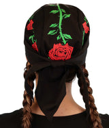 Classic Skull Cap - Red Roses on Black