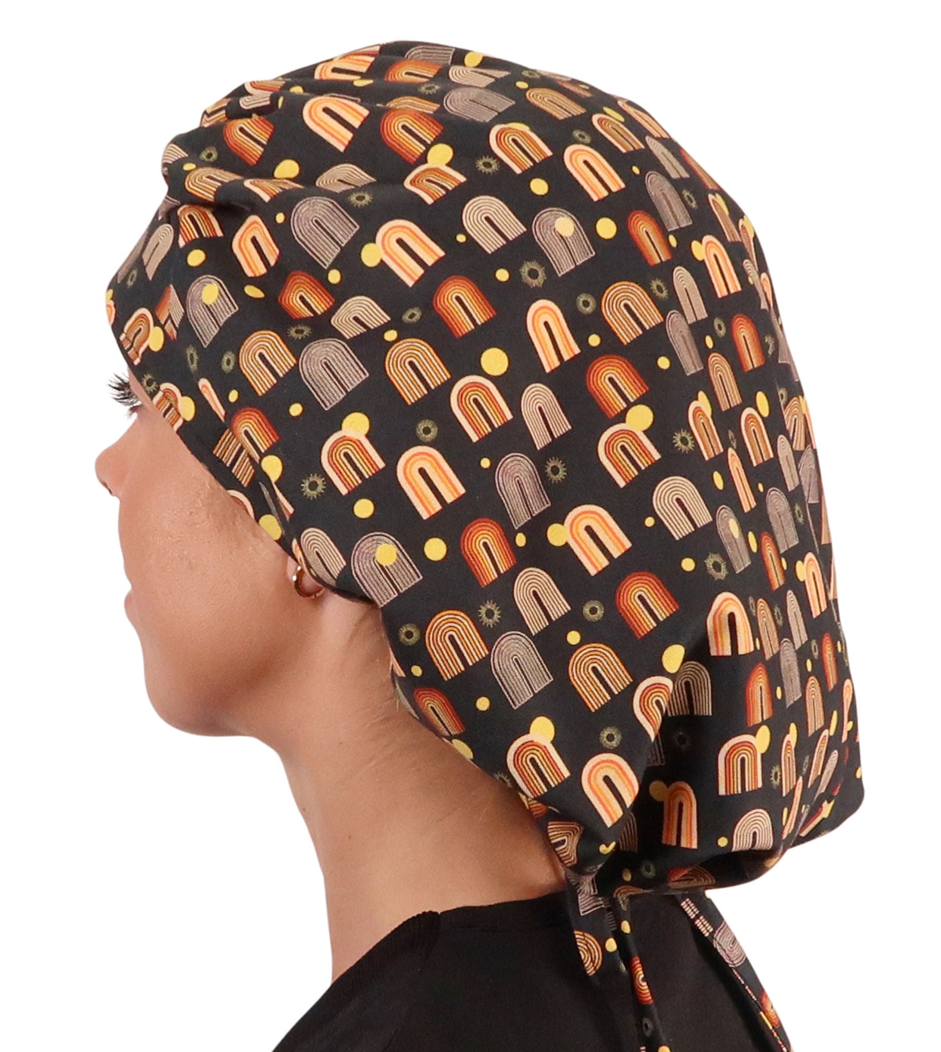 Stylish American Made Banded Bouffant Ponytail Scrub Cap - Radical Rainbows SALE-Fall-2025