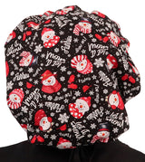 Banded Bouffant Surgical Scrub Cap - Let it Snow with Black Ties