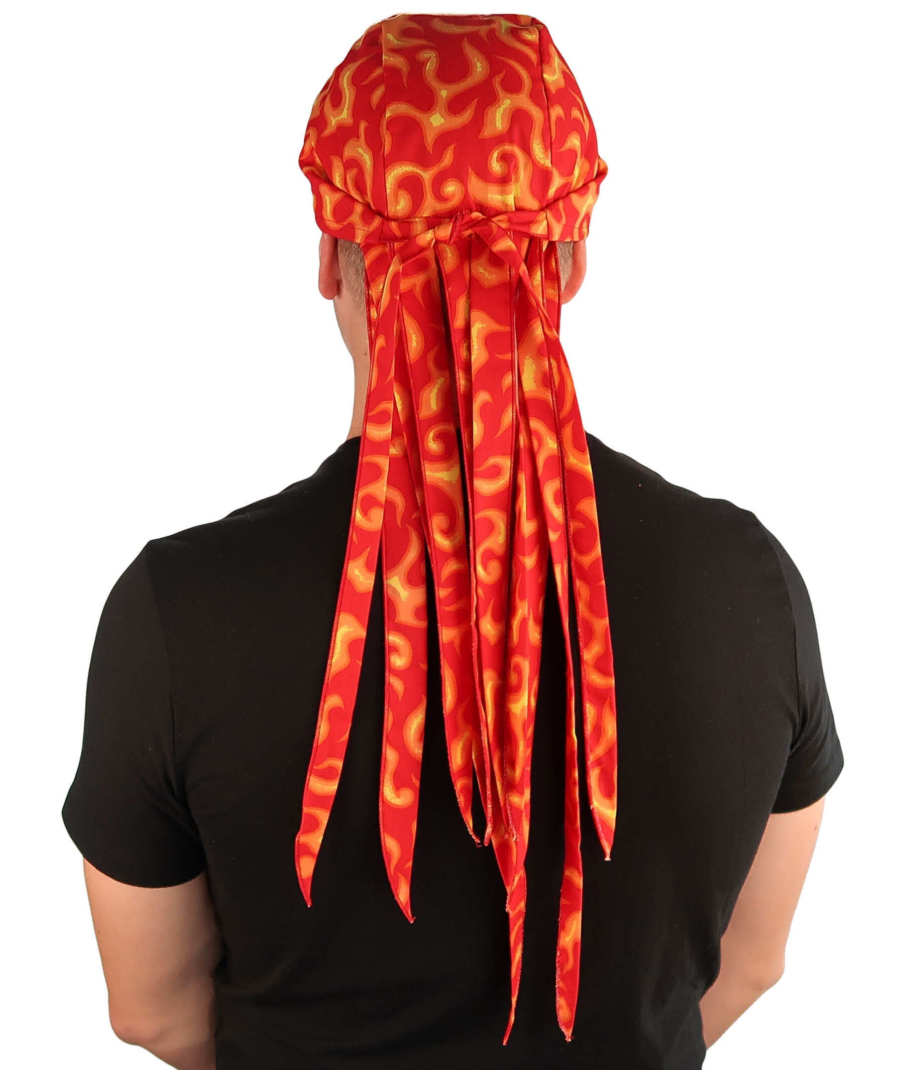 Nomad 10 Skull Cap - Rockstar Style for the Open Road - American Made - Liquid Orange Flames on Red Nomad 10 Skull Caps