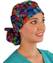 Banded Bouffant Surgical Scrub Cap - Butterfly Me Away - Banded Bouffant Surgical Scrub Caps - Sparkling EARTH