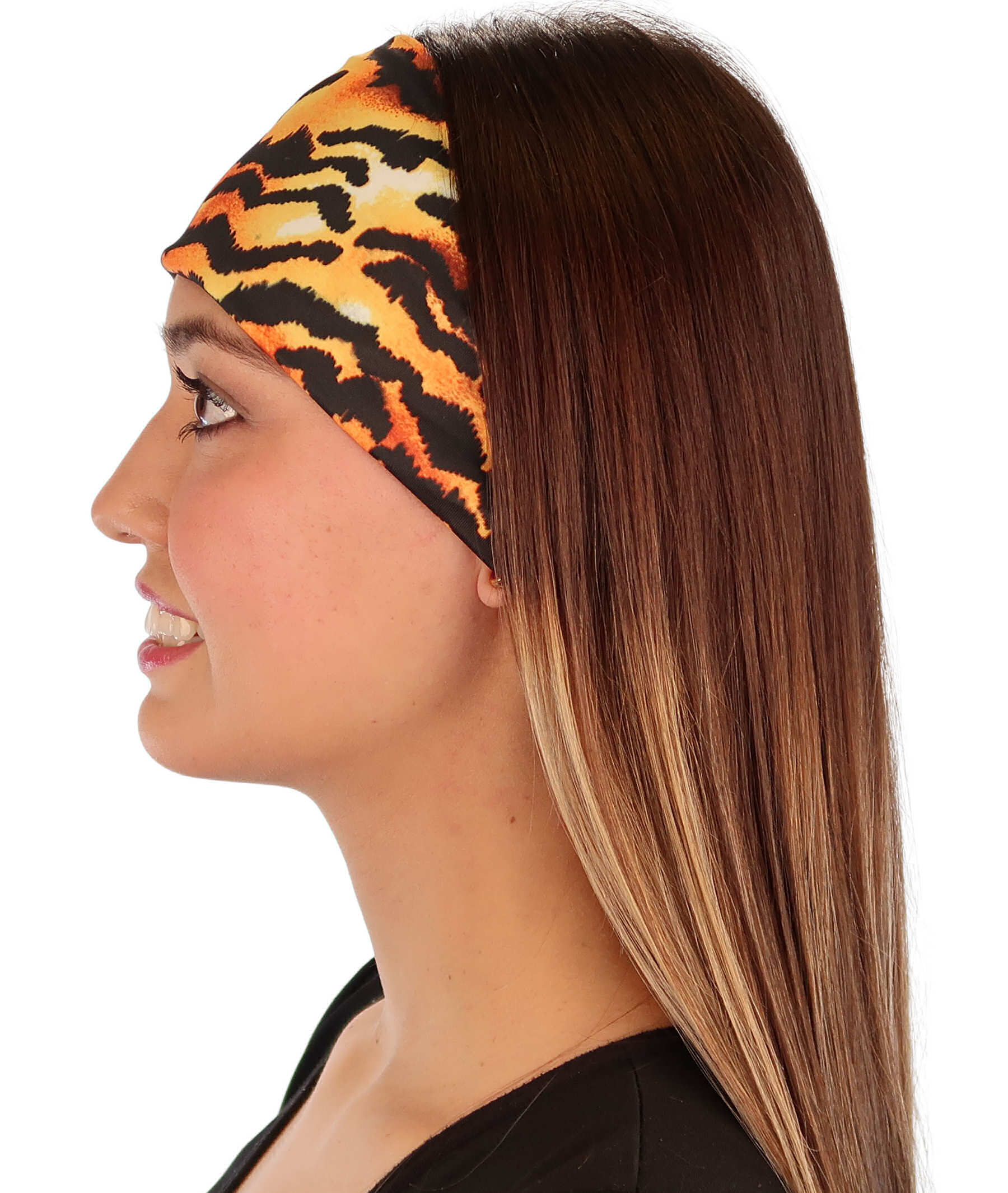 Reversible Stretch Headband – Stylish, Comfortable &amp; USA-Made -  Tiger Pelt - Stretch Headbands - Sparkling EARTH