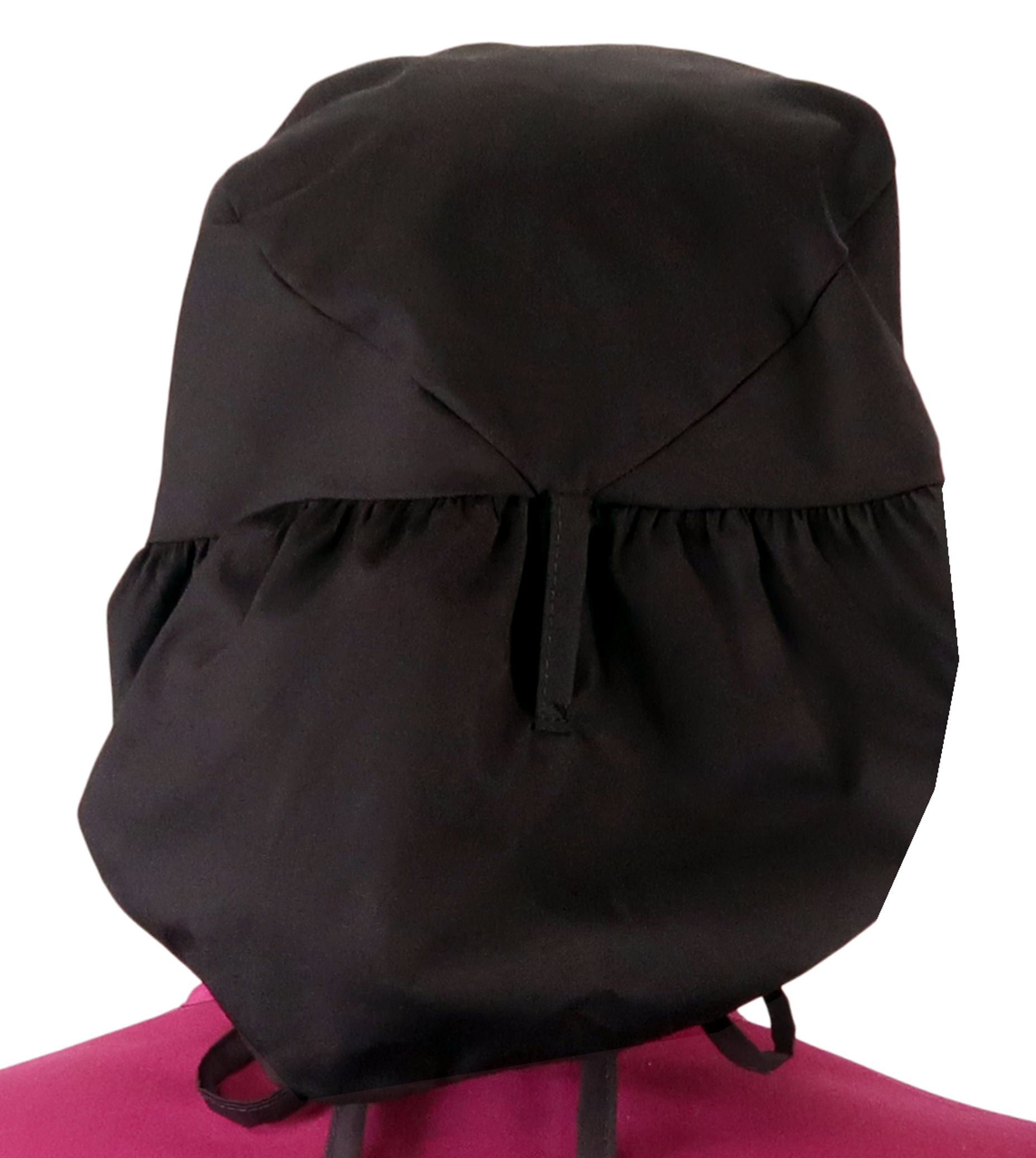 Big Hair Ponytail Surgical Scrub Cap - Perfect Scrub Cap for Long Hair - Solid Black