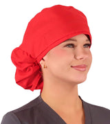 Big Hair Ponytail Surgical Scrub Cap - Perfect Scrub Cap for Long Hair - Red