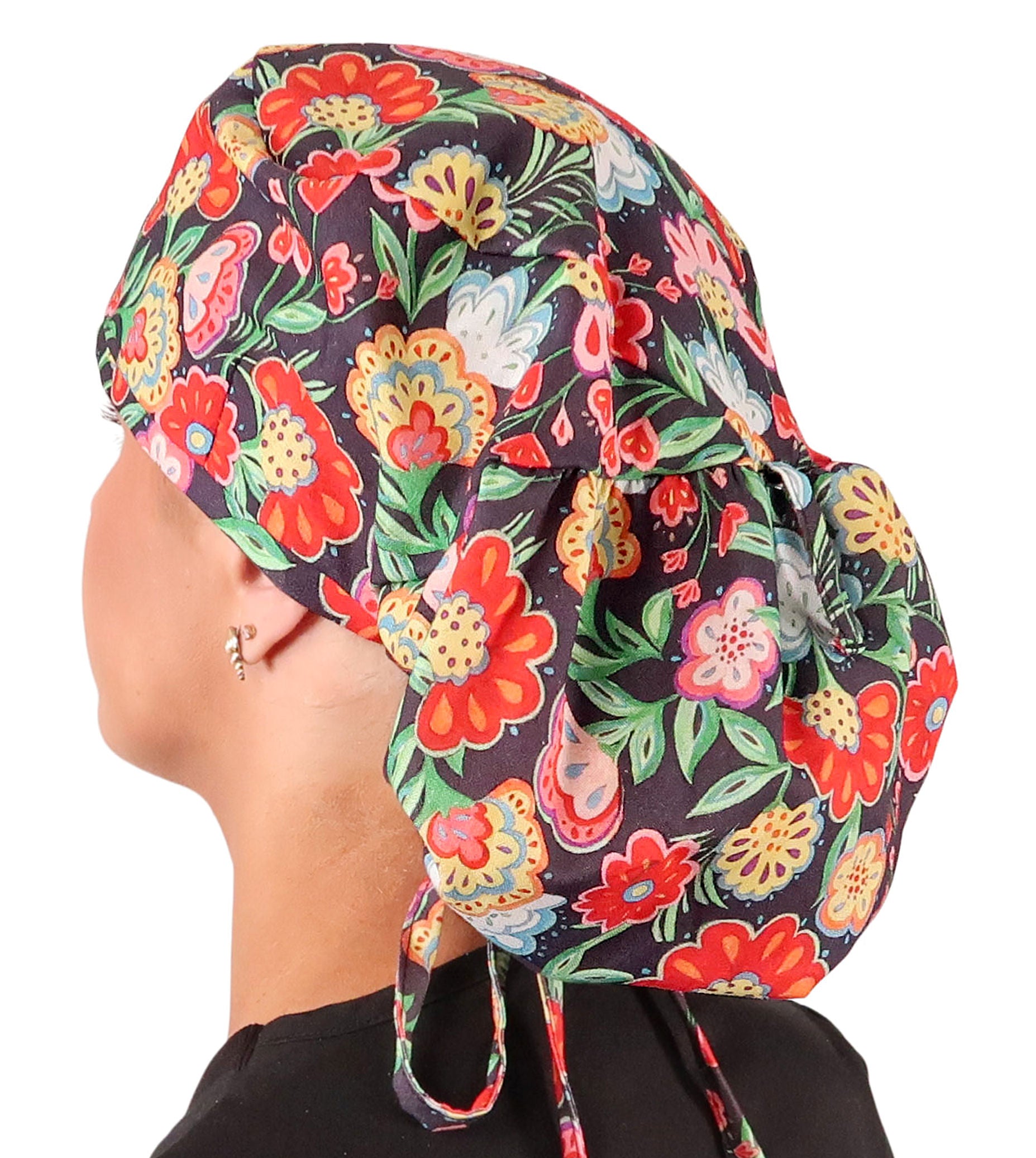 7 Scrub Hats Bouffant Ponytail Butterflies, Parrot, Geometric, Roses Excellent Women main image 3