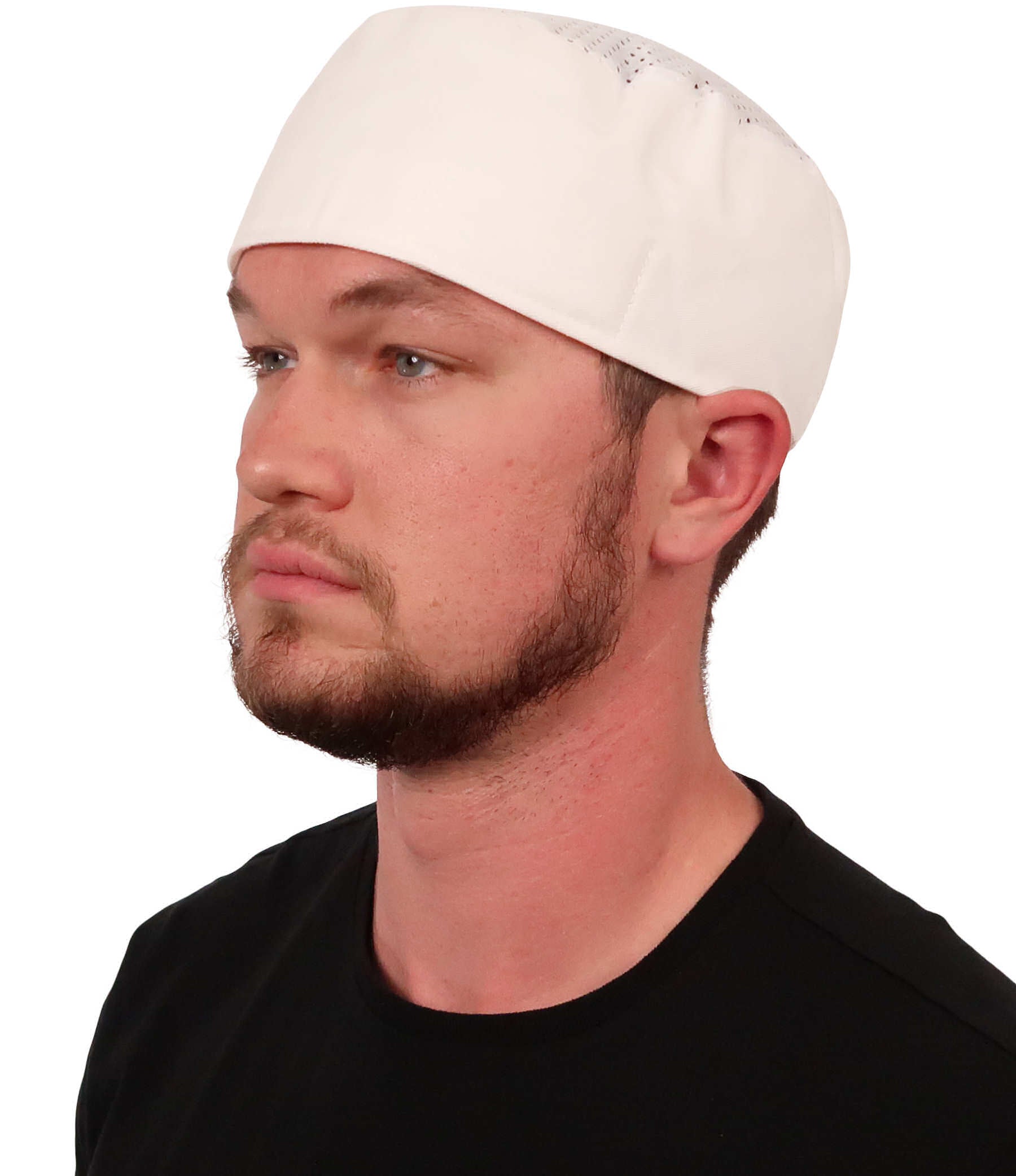 Chef's Beanie Elastic Back - White Airflow Mesh with sweatband - Chef's Caps - Sparkling EARTH