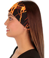 Stretch Headband - Orange & Yellow Lightning on Black