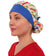 Front Facing Tied View of a Woman Wearing a Banded Bouffant Ponytail Surgical Scrub Cap - Wiener Dogs Pattern with a Royal Band and Ties  