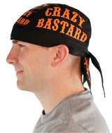 Classic Skull Cap - Screen Printed Crazy Bastard in Orange