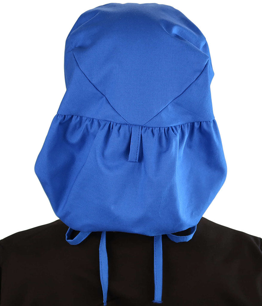 Embellished Big Hair Ponytail Scrub Cap for Long Hair - Made in USA - Royal Blue Big Hair with Blue Butterfly Patch - Big Hair Surgical Scrub Caps - Sparkling EARTH
