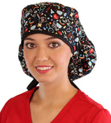 Big Hair Surgical Scrub Cap - Hope & Healing with Black Ties - Big Hair Surgical Scrub Caps - Sparkling EARTH