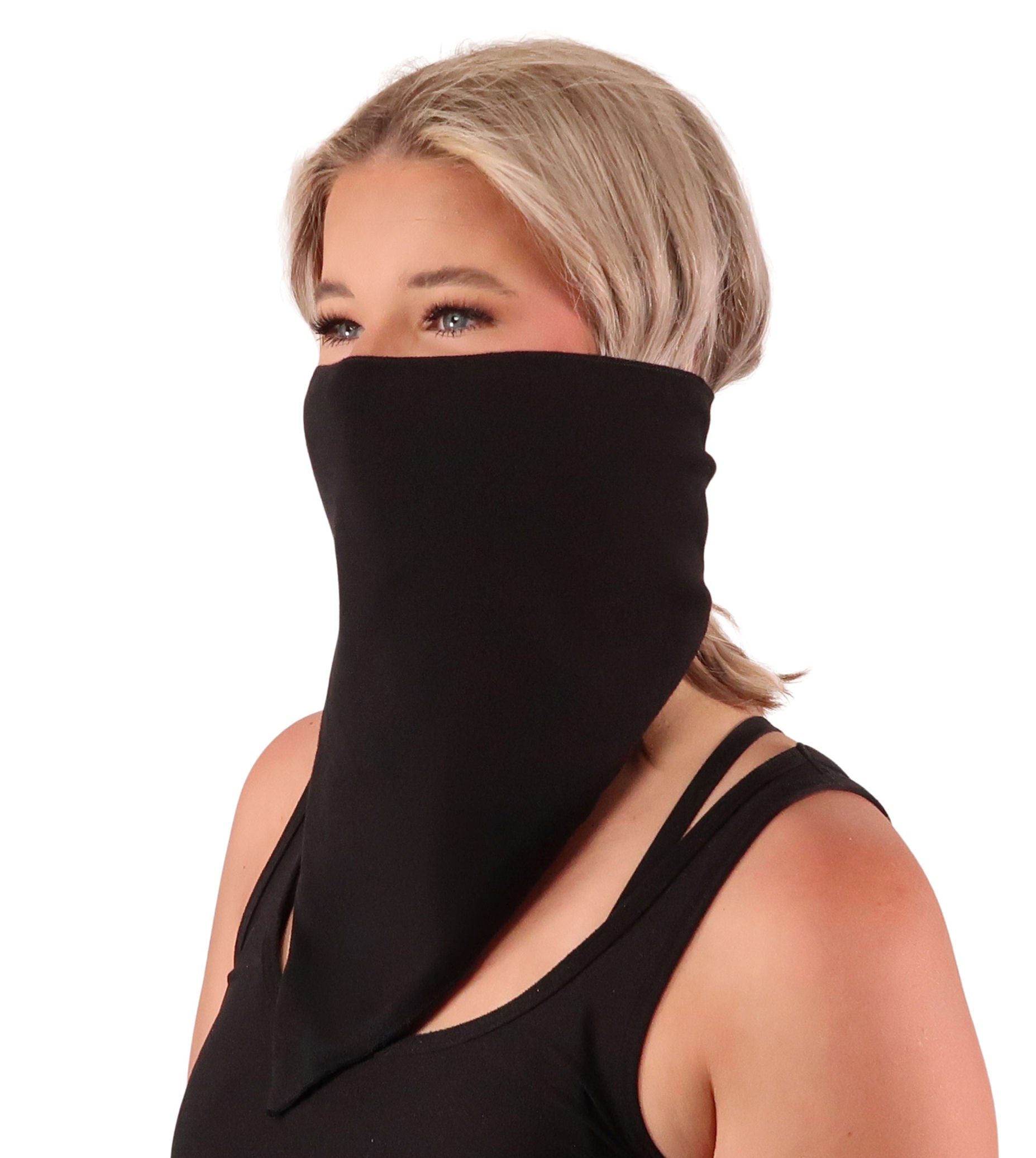 Cotton Biker Tri-Danna Face Mask: Style Comfort and Protection - Solid Black Bandanas
