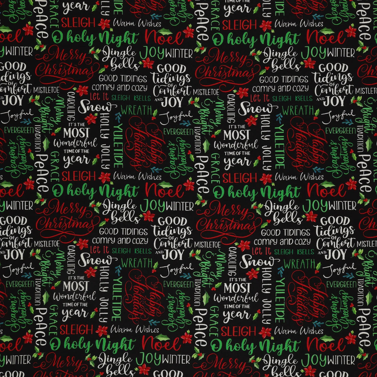 Riley Comfort Scrub Cap - Holly Jolly Words (Holiday)
