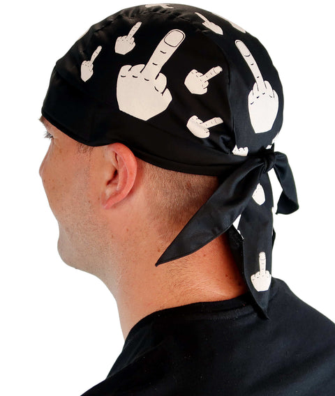 Breathable Cotton Skull Caps - White Bird Finger on Black - Classic Skull Caps - Sparkling EARTH