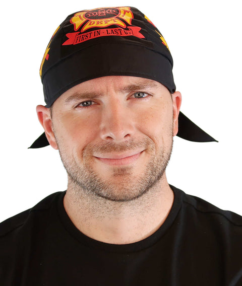 Breathable Cotton Skull Caps - Fire Department on Black - Classic Skull Caps - Sparkling EARTH