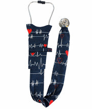 Stethoscope Cover - Heartbeats on Navy