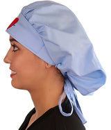 Embellished Banded Bouffant - Sky Blue Banded Bouffant with Medical Heart Patch