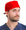Front Facing View of a Man Wearing a Classic Cotton Surgical Scrub Cap - Red Scrub Cap