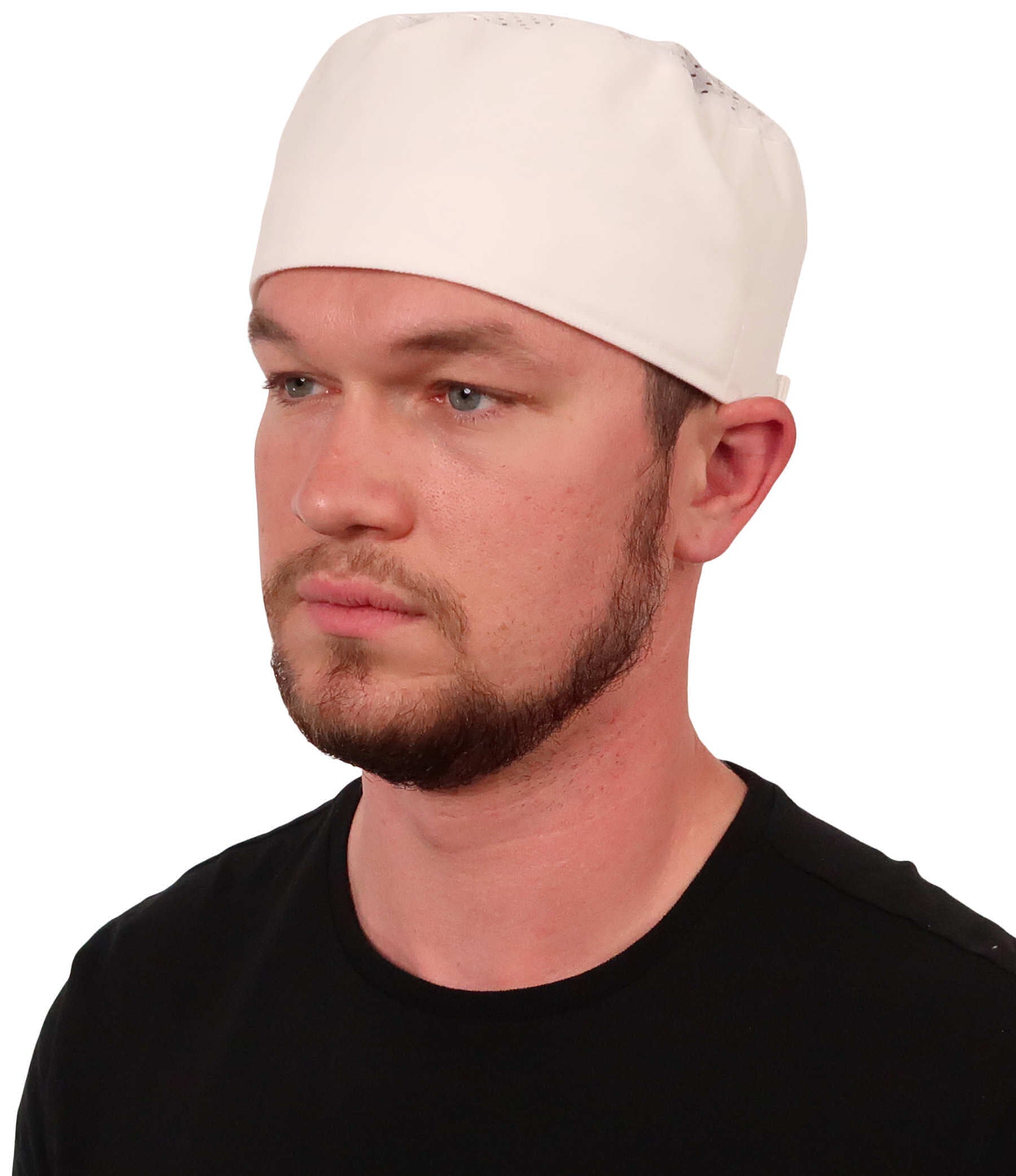 Chef's Beanie Hook & Loop - White Airflow Mesh with sweatband - Chef's Caps - Sparkling EARTH