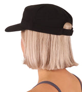 Adjustable Military Style Cadet Cap – 100% Cotton with Hook & Loop Closure - Black Cap