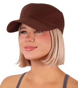 Adjustable Military Style Cadet Cap – 100% Cotton with Hook & Loop Closure - Solid Brown