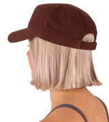 Adjustable Military Style Cadet Cap – 100% Cotton with Hook & Loop Closure - Solid Brown