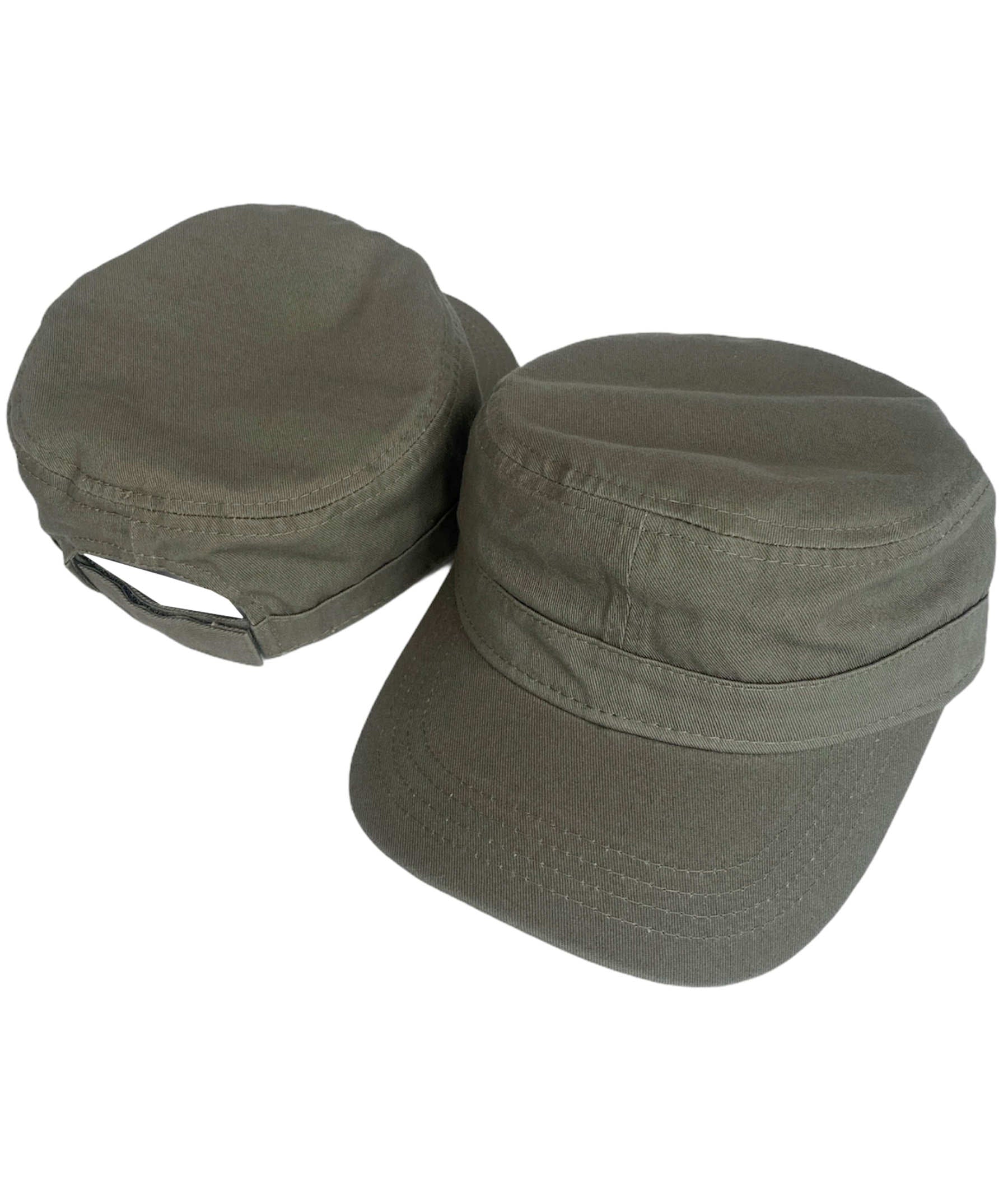 Adjustable Military Style Cadet Cap – 100% Cotton with Hook & Loop Closure - Solid Olive Cadet Caps