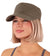 Blonde Woman 
Wearing an Olive Cadet Cap Facing Forward