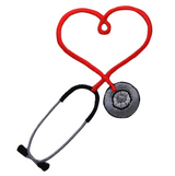 Embellished Banded Bouffant Ponytail Scrub Cap - American Made - Black Banded Bouffant with Heart Stethoscope Patch