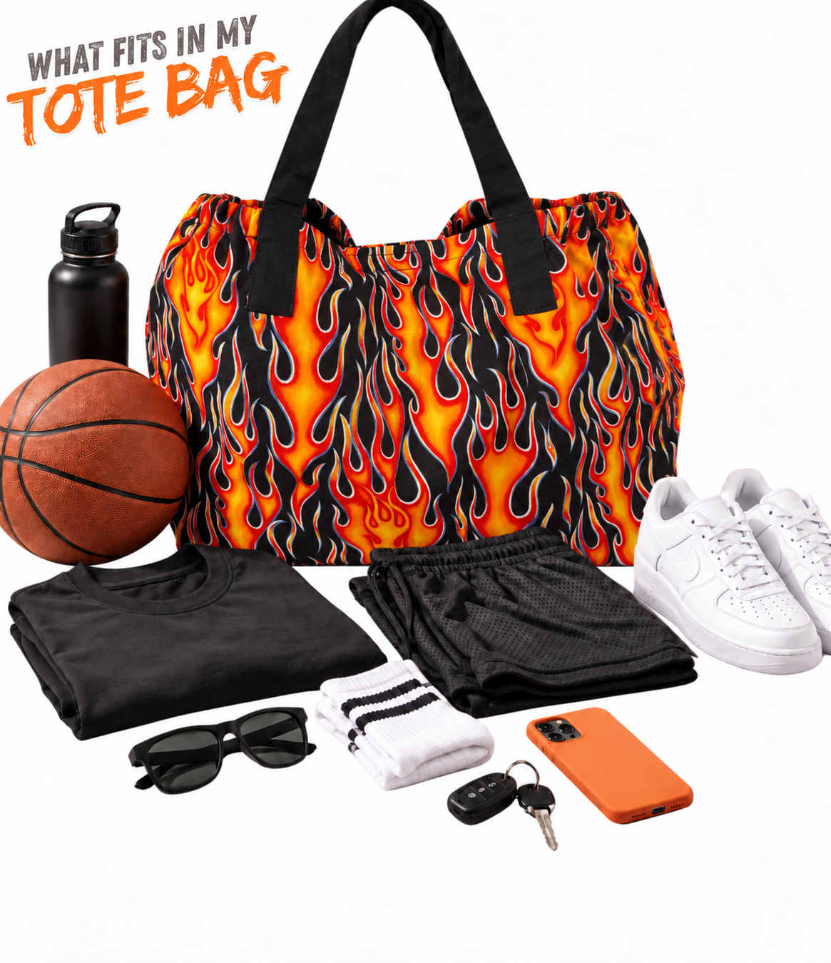 Eco-Friendly Tote Bags with Multiple Pockets and Amazing Patterns - Hot Rod Flames