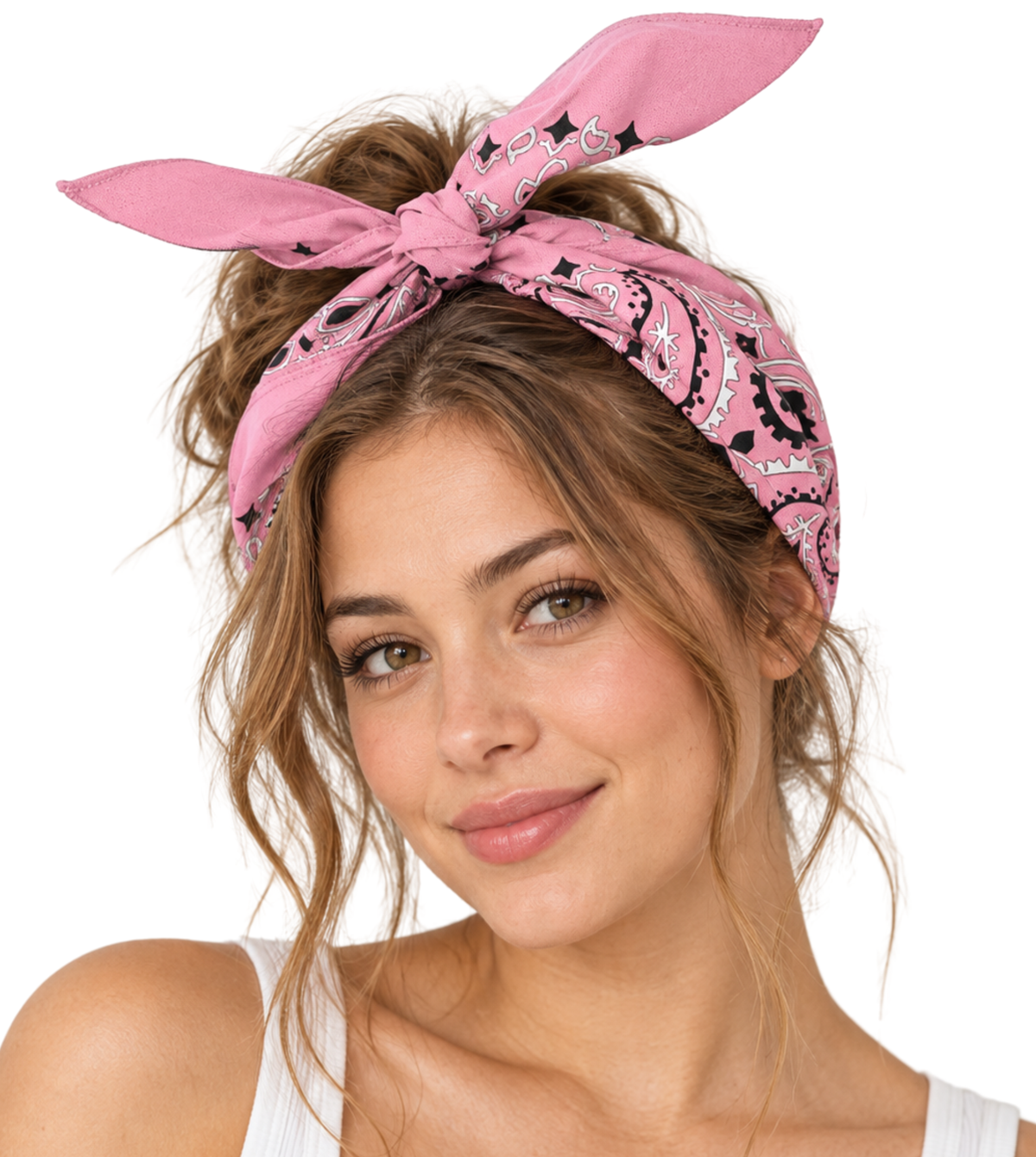 Classic Cotton Bandana – Soft and Durable - Pink Paisley 22"x22"