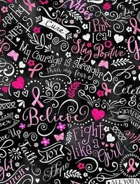 Euro Style Riley Scrub Cap - American Made - Pink Ribbon Collage (Breast Cancer Awareness)