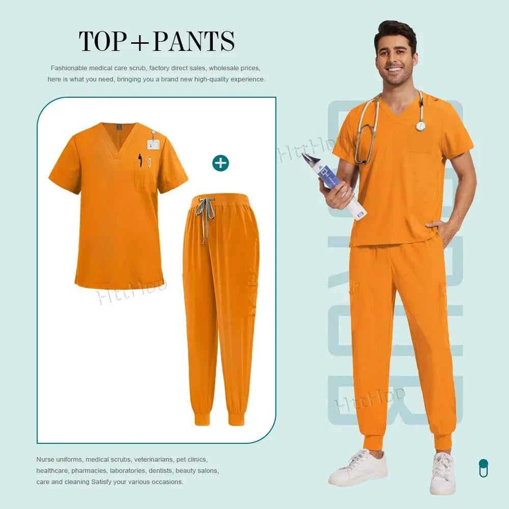 Unisex Nurse Scrubs Suit - Top &amp; Pants