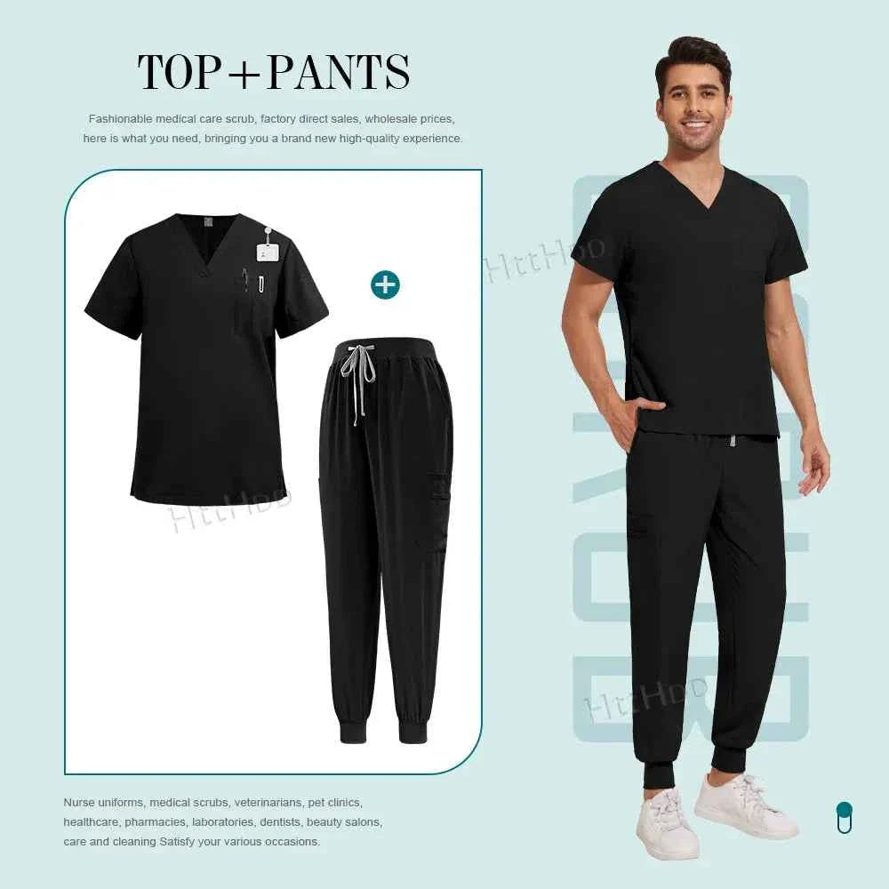 Unisex Nurse Scrubs Suit - Top &amp; Pants