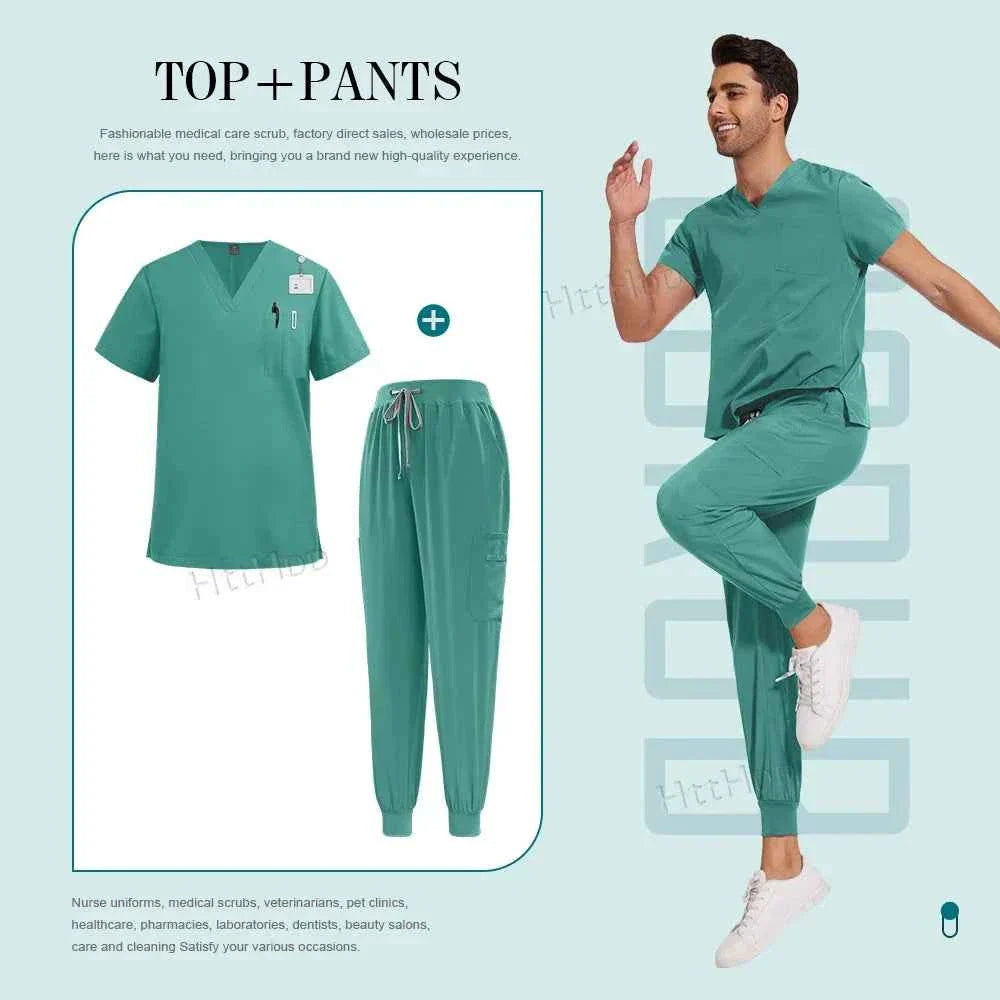 Unisex Nurse Scrubs Suit - Top &amp; Pants