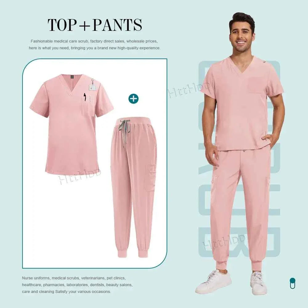 Unisex Nurse Scrubs Suit - Top &amp; Pants