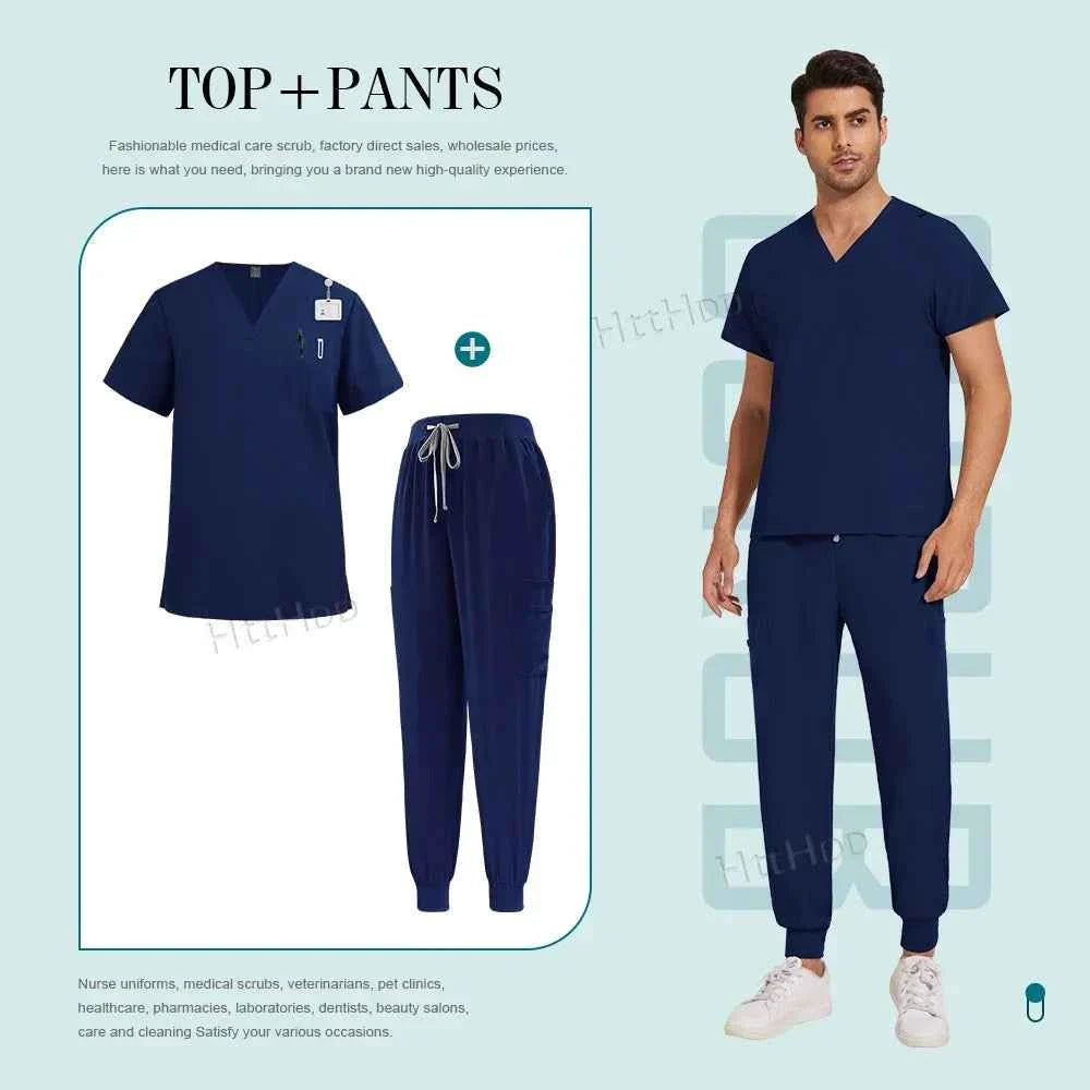 Unisex Nurse Scrubs Suit - Top &amp; Pants