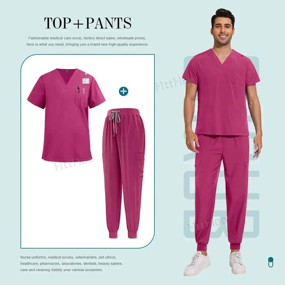 Unisex Nurse Scrubs Suit - Top &amp; Pants