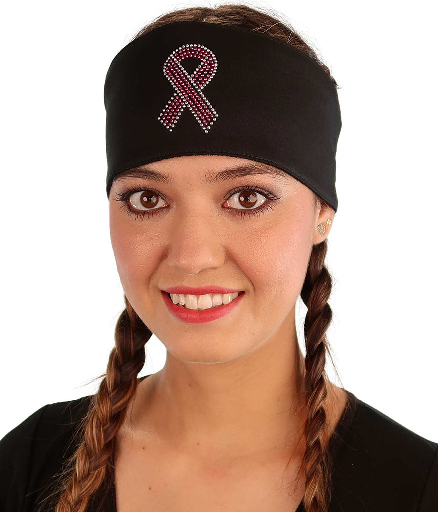 Embellished Chop Top Doo Wrap – Bold Biker Bandana with Exclusive Bling - Black Chop Top with Pink Ribbon