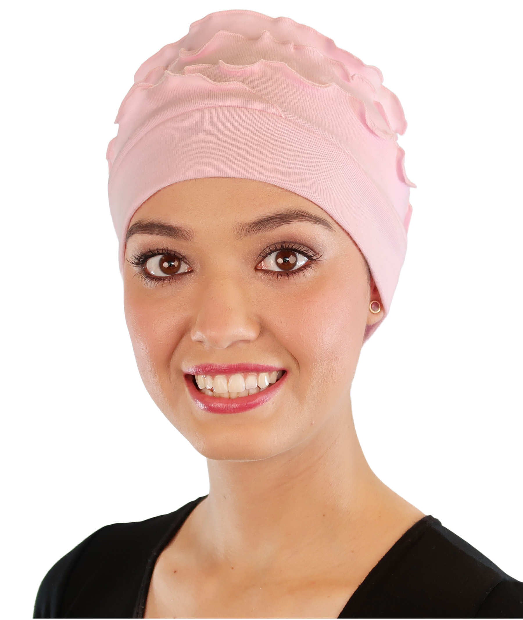 Sofia Ruffle Comfort Caps - Soft Stylish & Fashionable - American Made - Pink Comfort Caps